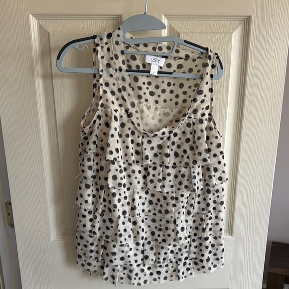 Polka Dot Sleeveless Ruffle Top - Picture 2 of 2